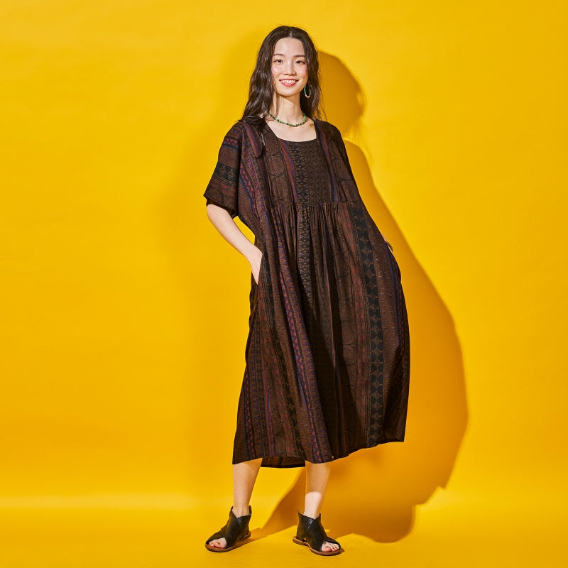 Rayon Volume Dress with Gathered Switch