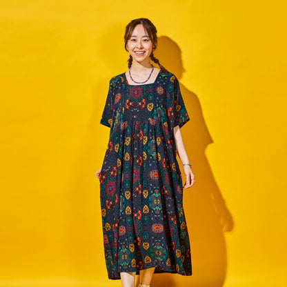 Rayon Volume Dress with Gathered Switch