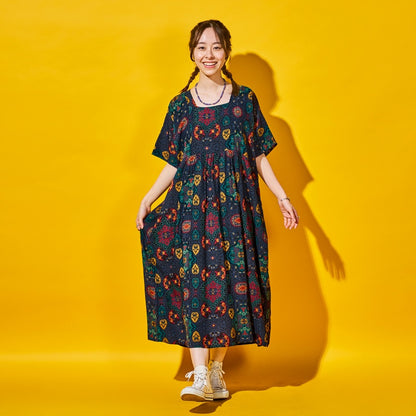 Rayon Volume Dress with Gathered Switch