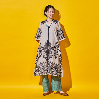 Cotton Big Print Long Blouse