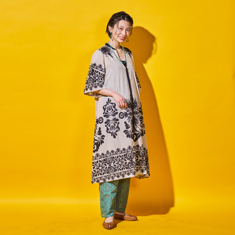Cotton Big Print Long Blouse
