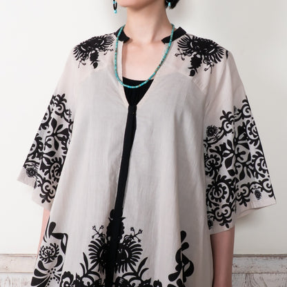 Cotton Big Print Long Blouse
