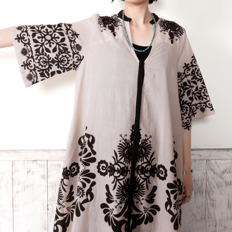 Cotton Big Print Long Blouse