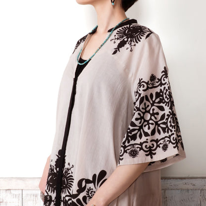 Cotton Big Print Long Blouse