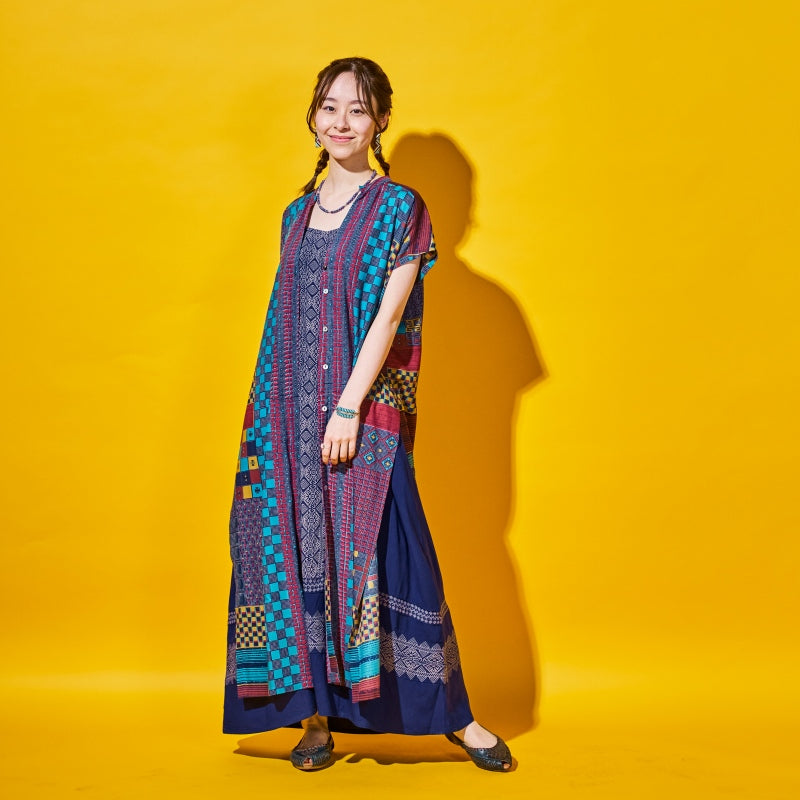 Rayon Geometric Line Print Cami Dress