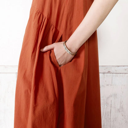 Cotton Geometric & Floral Embroidered Sleeveless Dress