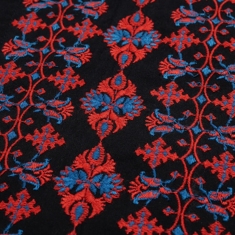 Cotton Geometric & Floral Embroidered Sleeveless Dress
