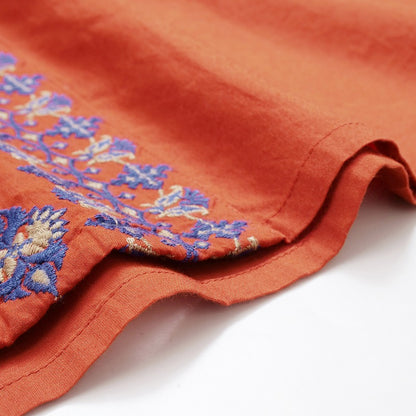 Cotton Geometric & Floral Embroidered Sleeveless Dress