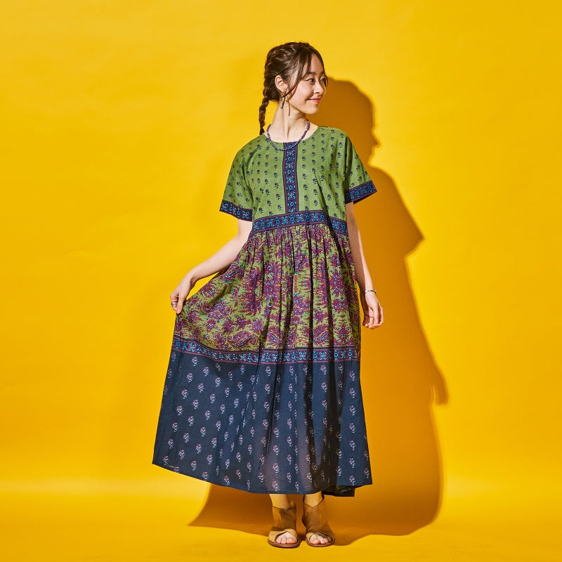 Cotton Two-Tone Print Dress