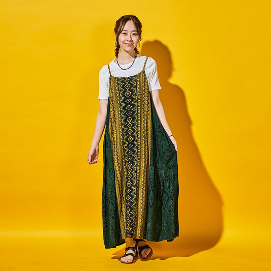 Rayon Mix Printed Side Tiered Camisole Dress