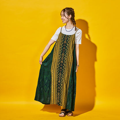 Rayon Mix Printed Side Tiered Camisole Dress