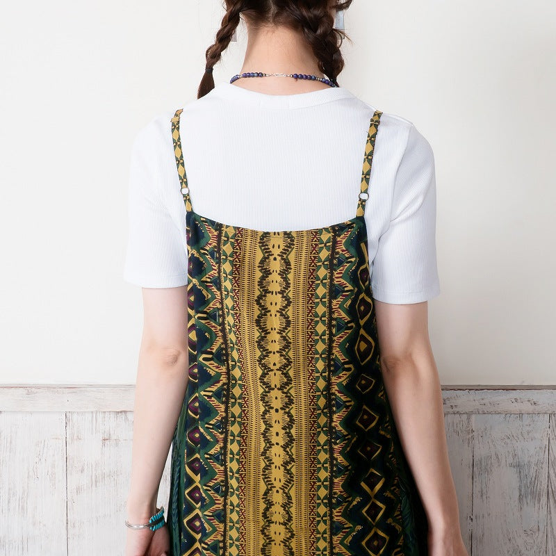 Rayon Mix Printed Side Tiered Camisole Dress