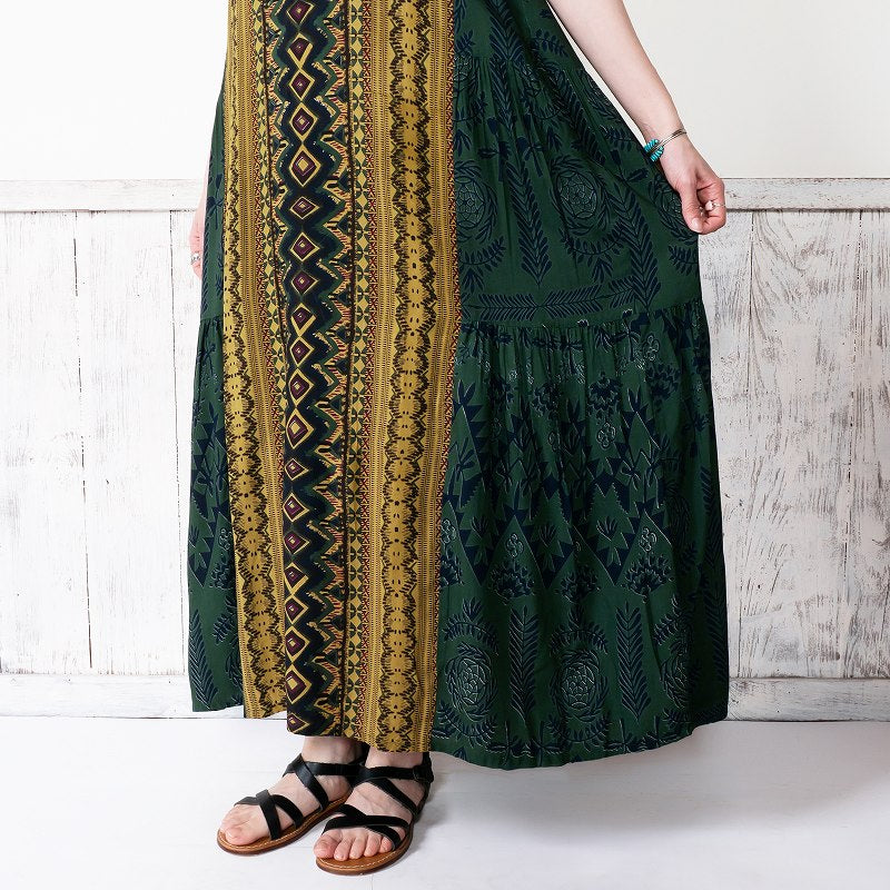 Rayon Mix Printed Side Tiered Camisole Dress