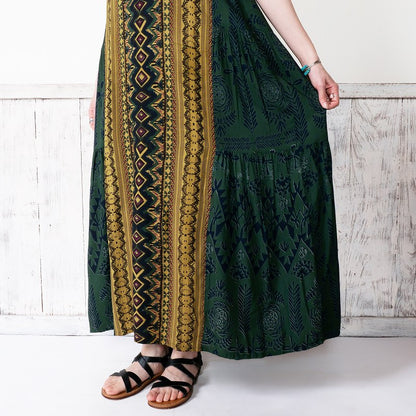 Rayon Mix Printed Side Tiered Camisole Dress