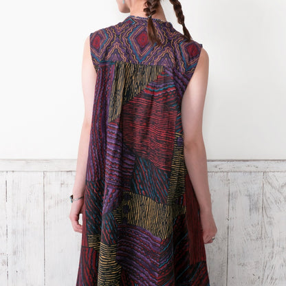 Cotton Oriental Print Sleeveless Dress