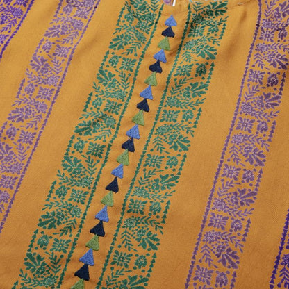 Rayon Stripe Print and Triangular Embroidery Dress
