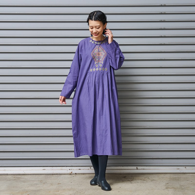 Cotton Rhombus Embroidery Dress