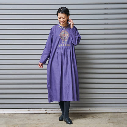 Cotton Rhombus Embroidery Dress