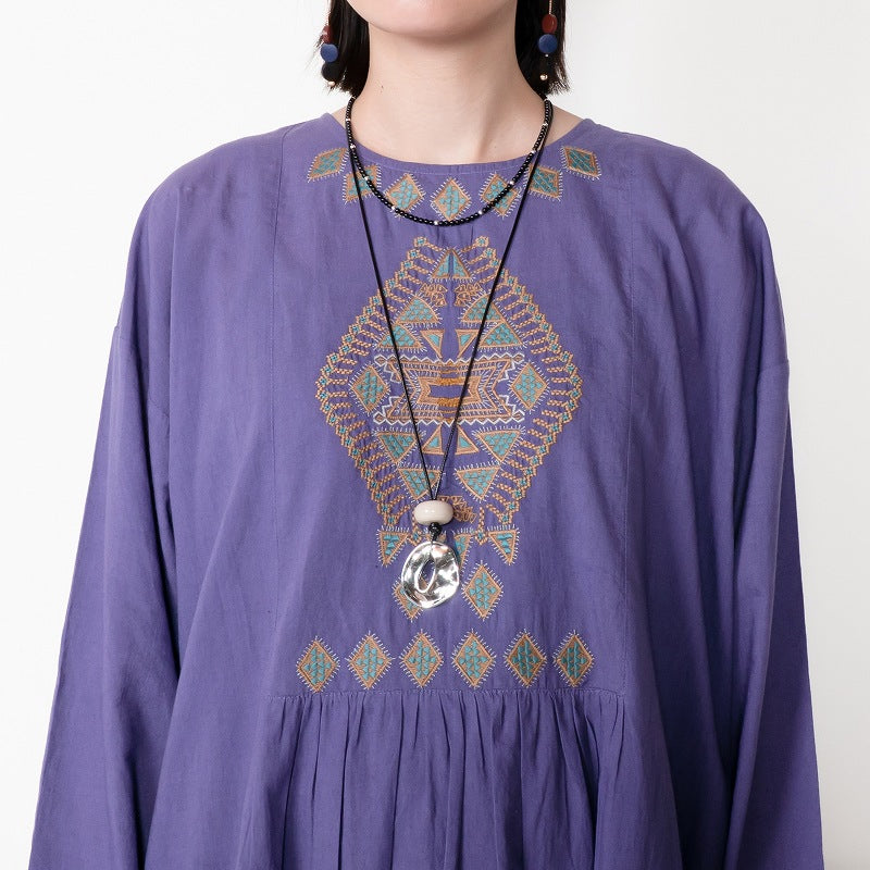 Cotton Rhombus Embroidery Dress