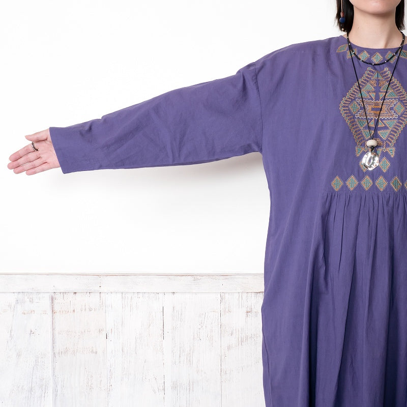 Cotton Rhombus Embroidery Dress