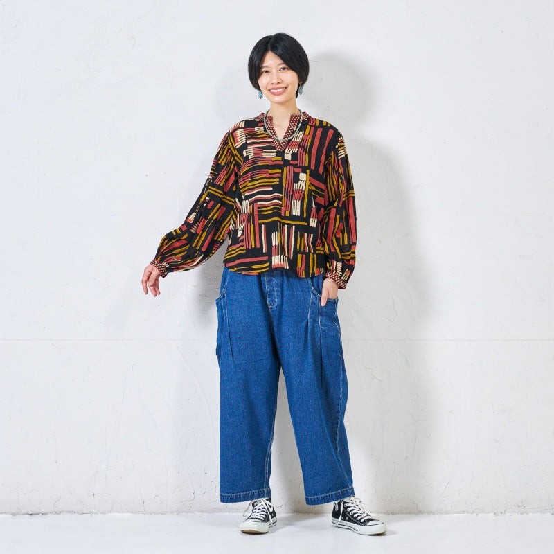Cotton Line Print Pullover
