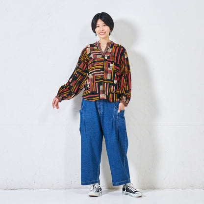 Cotton Line Print Pullover