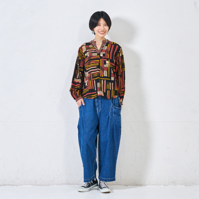 Cotton Line Print Pullover