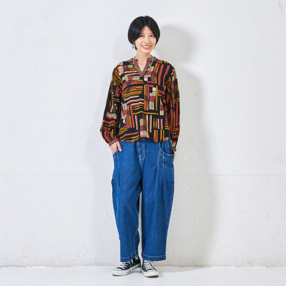 Cotton Line Print Pullover