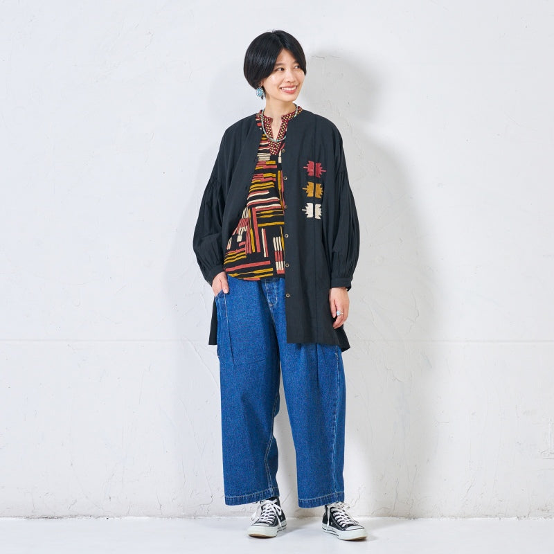 Cotton Line Print Pullover