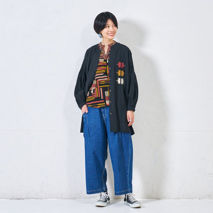 Cotton Line Print Pullover