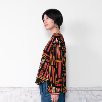 Cotton Line Print Pullover