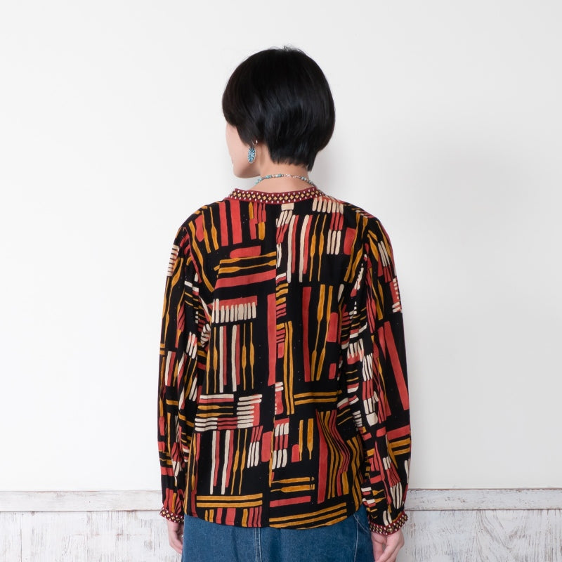 Cotton Line Print Pullover