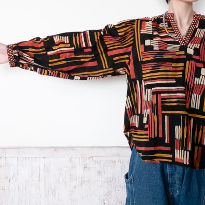 Cotton Line Print Pullover
