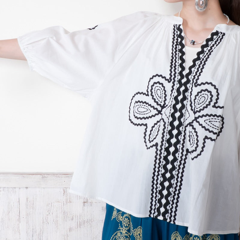 Cord Embroidered Pullover
