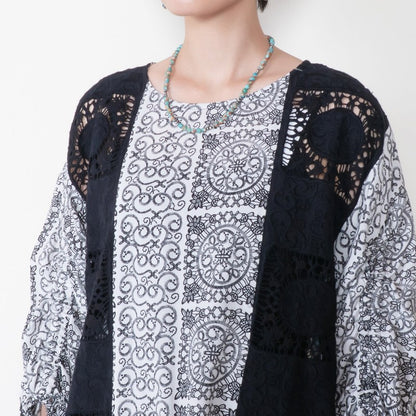 Rayon Lace Print Pullover