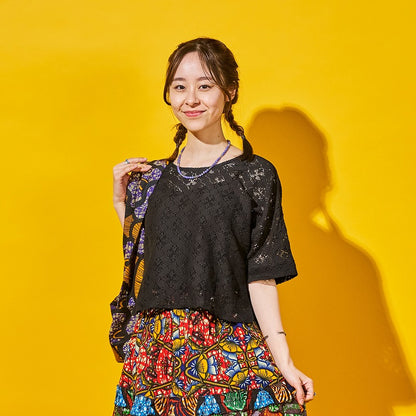 Cotton Flower Lace 2-Way Pullover