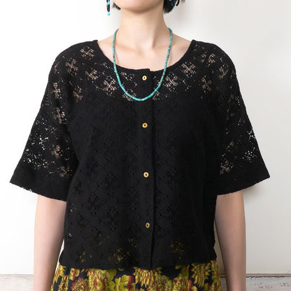 Cotton Flower Lace 2-Way Pullover