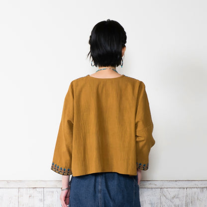 Cotton Geometric Embroidery Wide Pullover