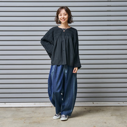 Cotton Solid & Lace Pullover