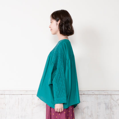 Cotton Solid & Lace Pullover
