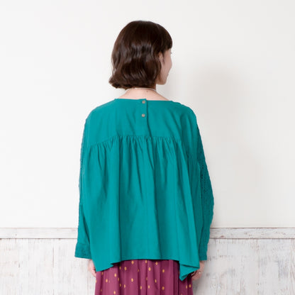 Cotton Solid & Lace Pullover