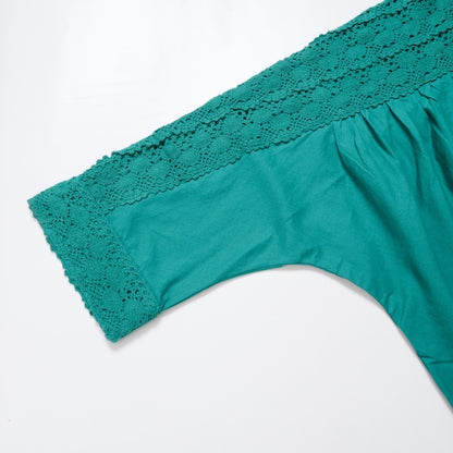 Cotton Solid & Lace Pullover