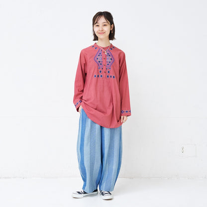 Cotton Rhombus Embroidery Pullover
