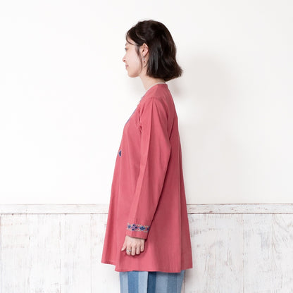 Cotton Rhombus Embroidery Pullover