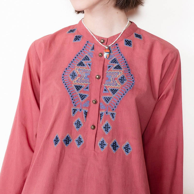 Cotton Rhombus Embroidery Pullover