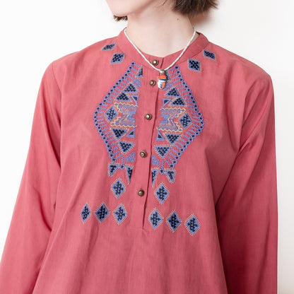 Cotton Rhombus Embroidery Pullover