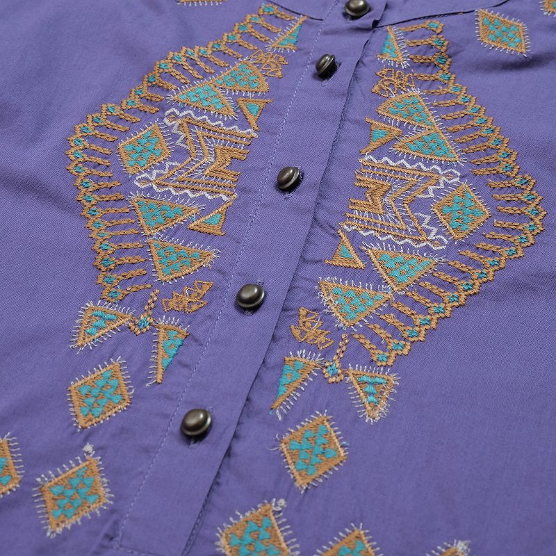 Cotton Rhombus Embroidery Pullover