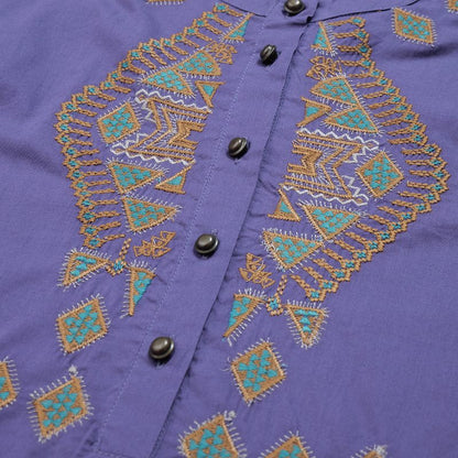 Cotton Rhombus Embroidery Pullover