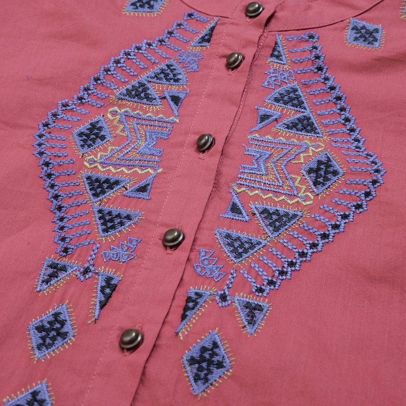 Cotton Rhombus Embroidery Pullover
