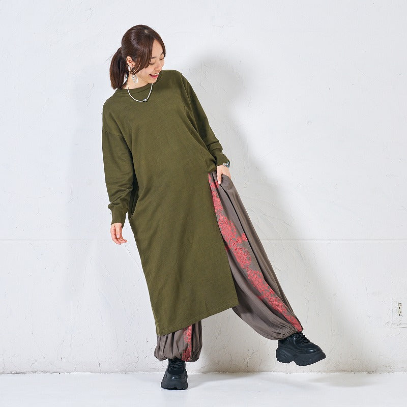 Rayon Oriental Print Balloon Pants